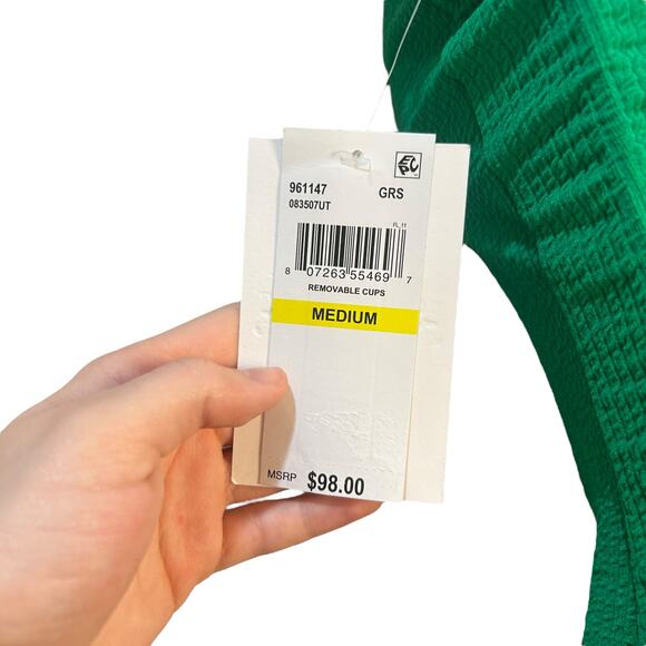 Becca Color Prism Textured One-Piece Swimsuit Green Women Medium NWT - Picture 10 of 10